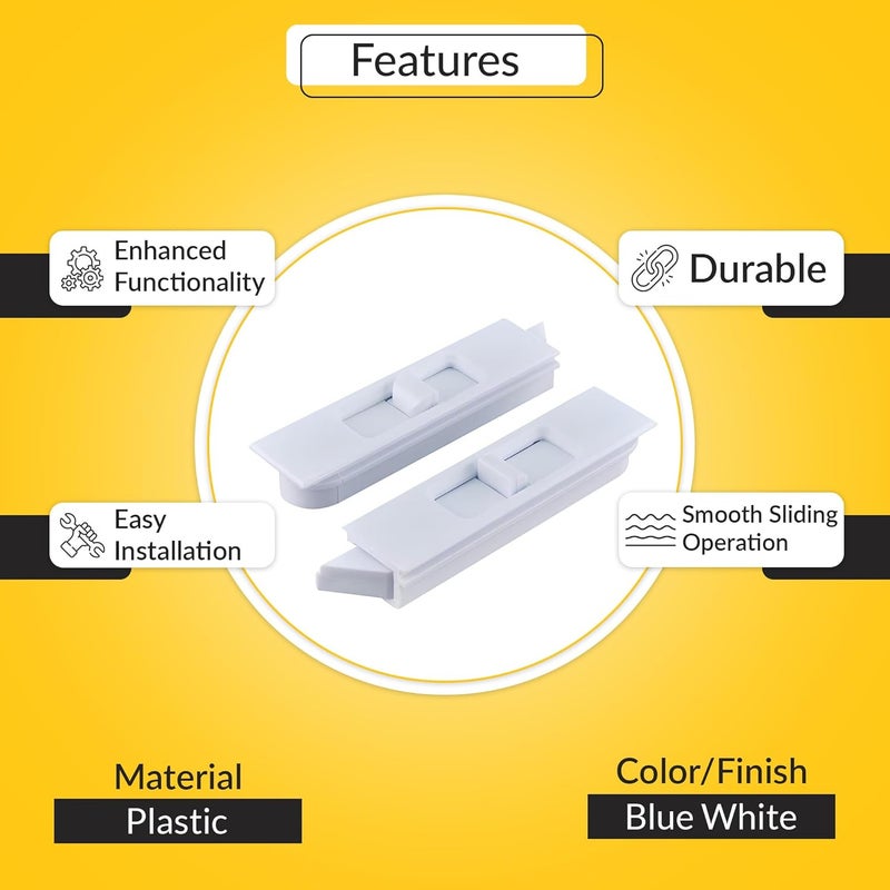 Brixwell Snap in Tilt Latch Left and Right Pair, Plastic Material, Blue White Finish, 2-21/32" Length, 3/32" Stile Snap Size, 9/32" Nose Size, Suitable for Tilt Window Applications - Image 3